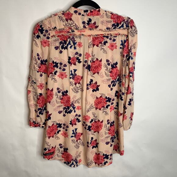 Matilda Jane Peach Pink Floral Tunic Blouse Sz Small - Picture 2 of 6